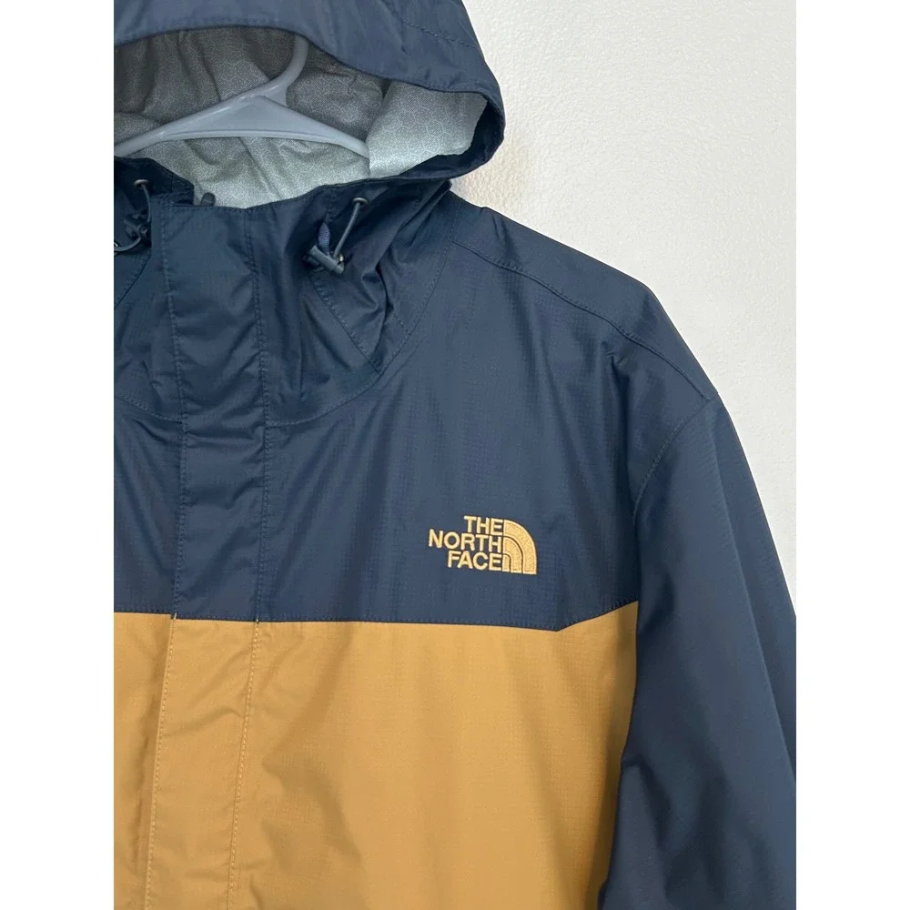 The North Face Mens venture Rain Jacket Blue Mustard Yellow Colorblock Hooded XL